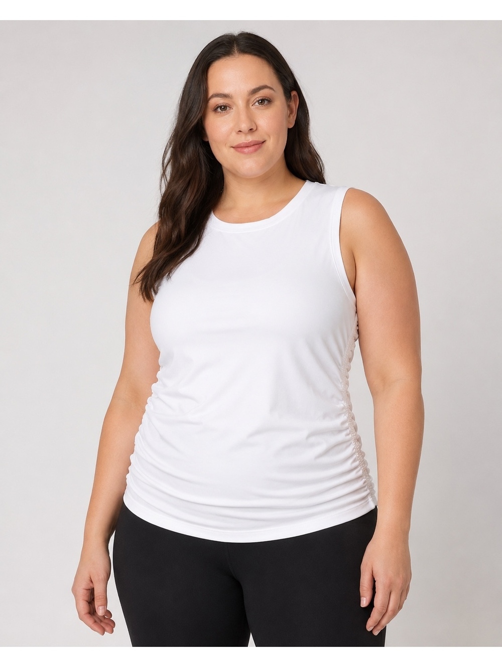 Zella Breathe Ruched Tank White Size XL Sleeveless Activewear Top NWOT